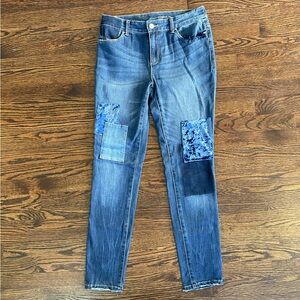 Chico’s Patchwork Jeans Slim Straight Skinny